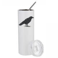 Crow Bird O White Surface Stainless Steel Tumbler