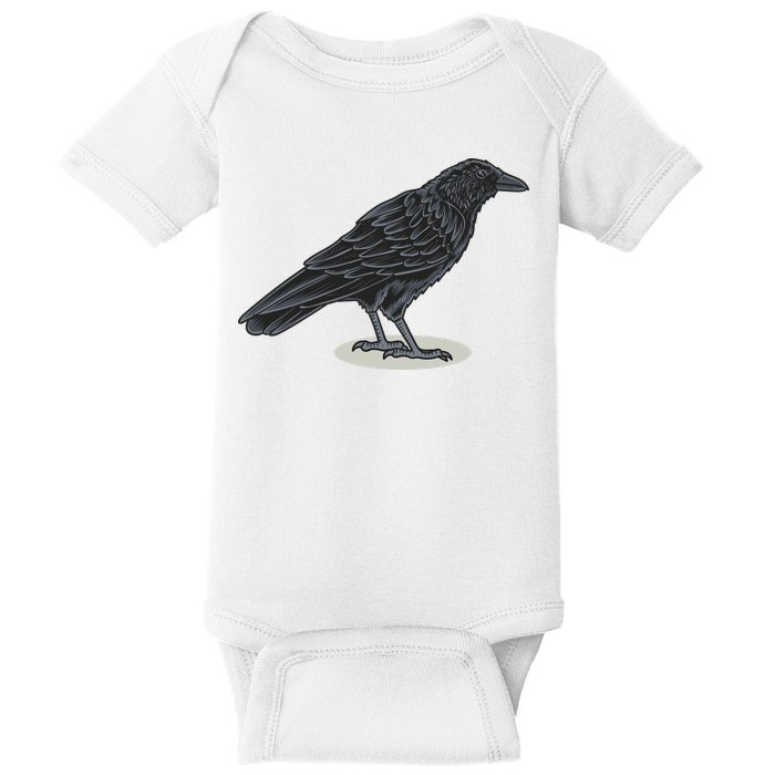 Crow Bird O White Surface Baby Bodysuit