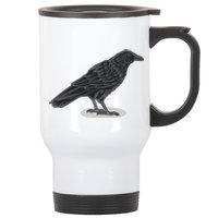 Crow Bird O White Surface Stainless Steel Travel Mug