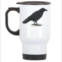 Crow Bird O White Surface Stainless Steel Travel Mug