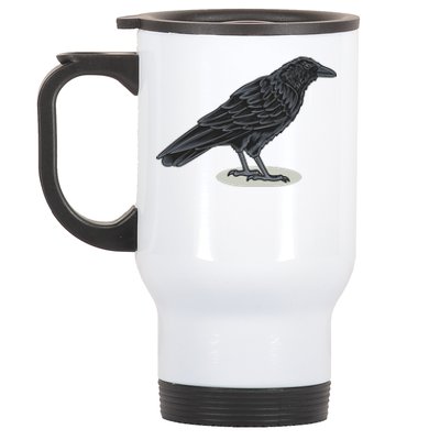 Crow Bird O White Surface Stainless Steel Travel Mug