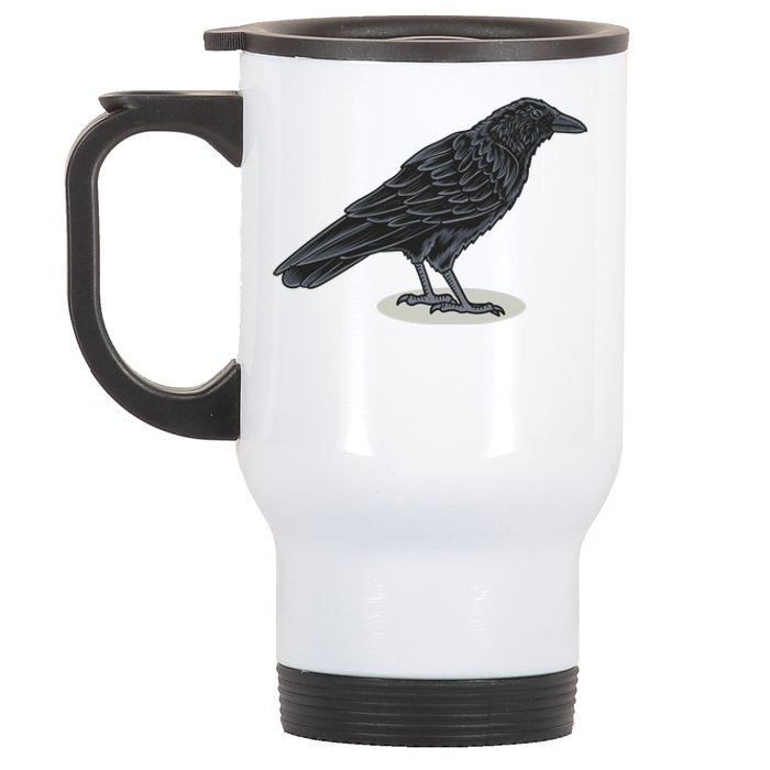 Crow Bird O White Surface Stainless Steel Travel Mug