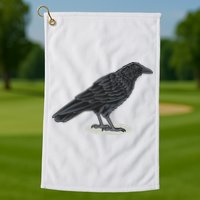Crow Bird O White Surface Golf Towel