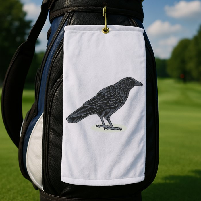 Crow Bird O White Surface Golf Towel