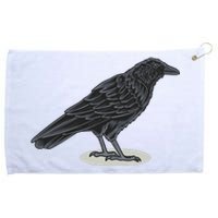 Crow Bird O White Surface Grommeted Golf Towel