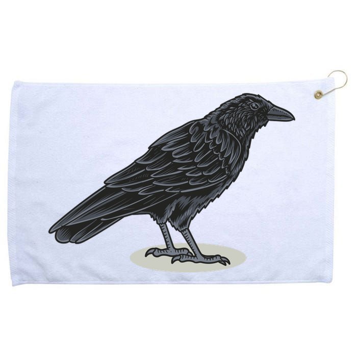 Crow Bird O White Surface Grommeted Golf Towel