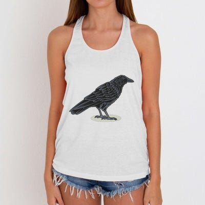 Crow Bird O White Surface Women's Knotted Racerback Tank