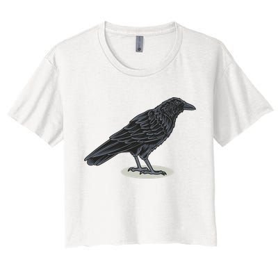 Crow Bird O White Surface Women's Crop Top Tee