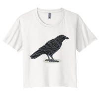 Crow Bird O White Surface Women's Crop Top Tee