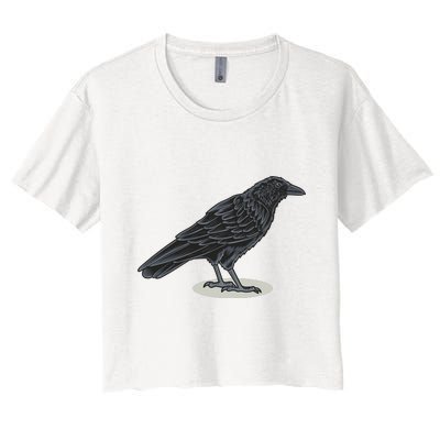 Crow Bird O White Surface Women's Crop Top Tee