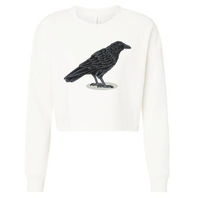 Crow Bird O White Surface Cropped Pullover Crew