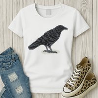 Crow Bird O White Surface Womens T-Shirt