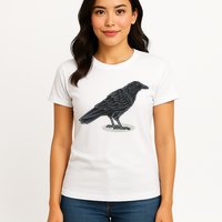 Crow Bird O White Surface Womens T-Shirt