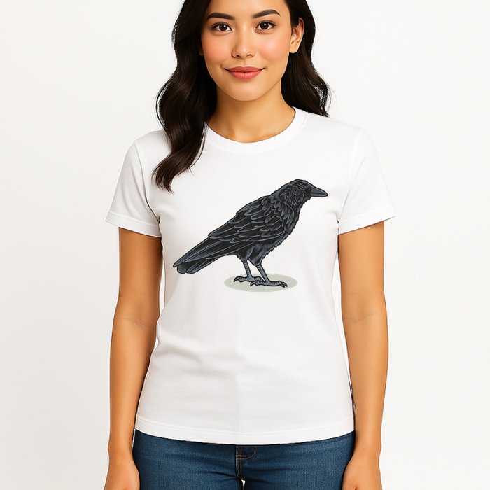 Crow Bird O White Surface Womens T-Shirt