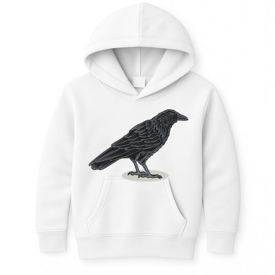 Crow Bird O White Surface Kids Hoodie