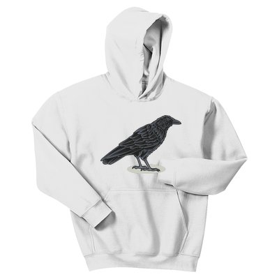 Crow Bird O White Surface Kids Hoodie