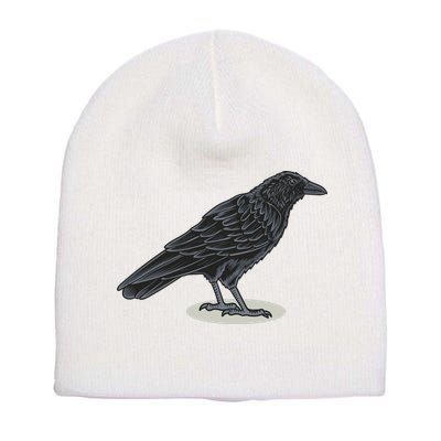 Crow Bird O White Surface Short Acrylic Beanie