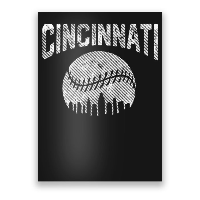 Cincinnati Baseball Ohio Skyline City Vintage Style Poster