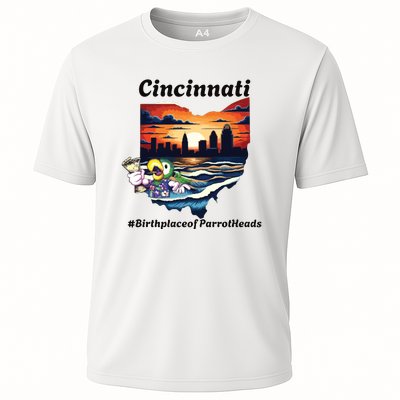 Cincinnati Birthplace Of Parrotheads Cooling Performance Crew T-Shirt