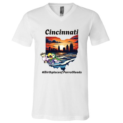 Cincinnati Birthplace Of Parrotheads V-Neck T-Shirt