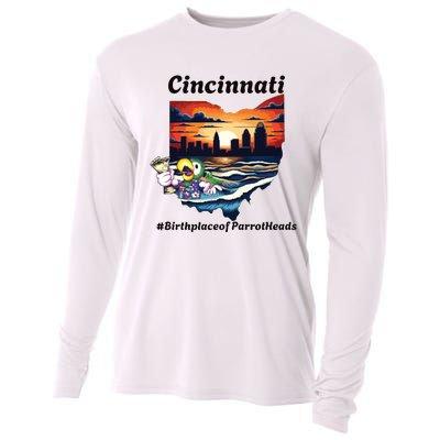 Cincinnati Birthplace Of Parrotheads Cooling Performance Long Sleeve Crew