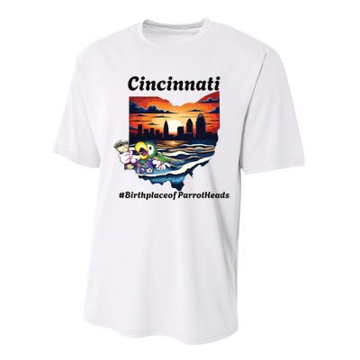 Cincinnati Birthplace Of Parrotheads Performance Sprint T-Shirt