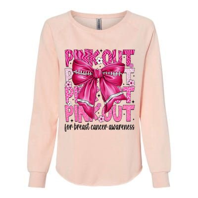 Coquette Bow Out Football Team Breast Cancer Awareness Womens California Wash Sweatshirt