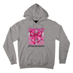 Coquette Bow Out Football Team Breast Cancer Awareness Tall Hoodie