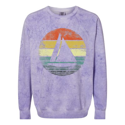 Captains Boat Owners Gifts Funny Retro Sailboat Sailing Ship Colorblast Crewneck Sweatshirt