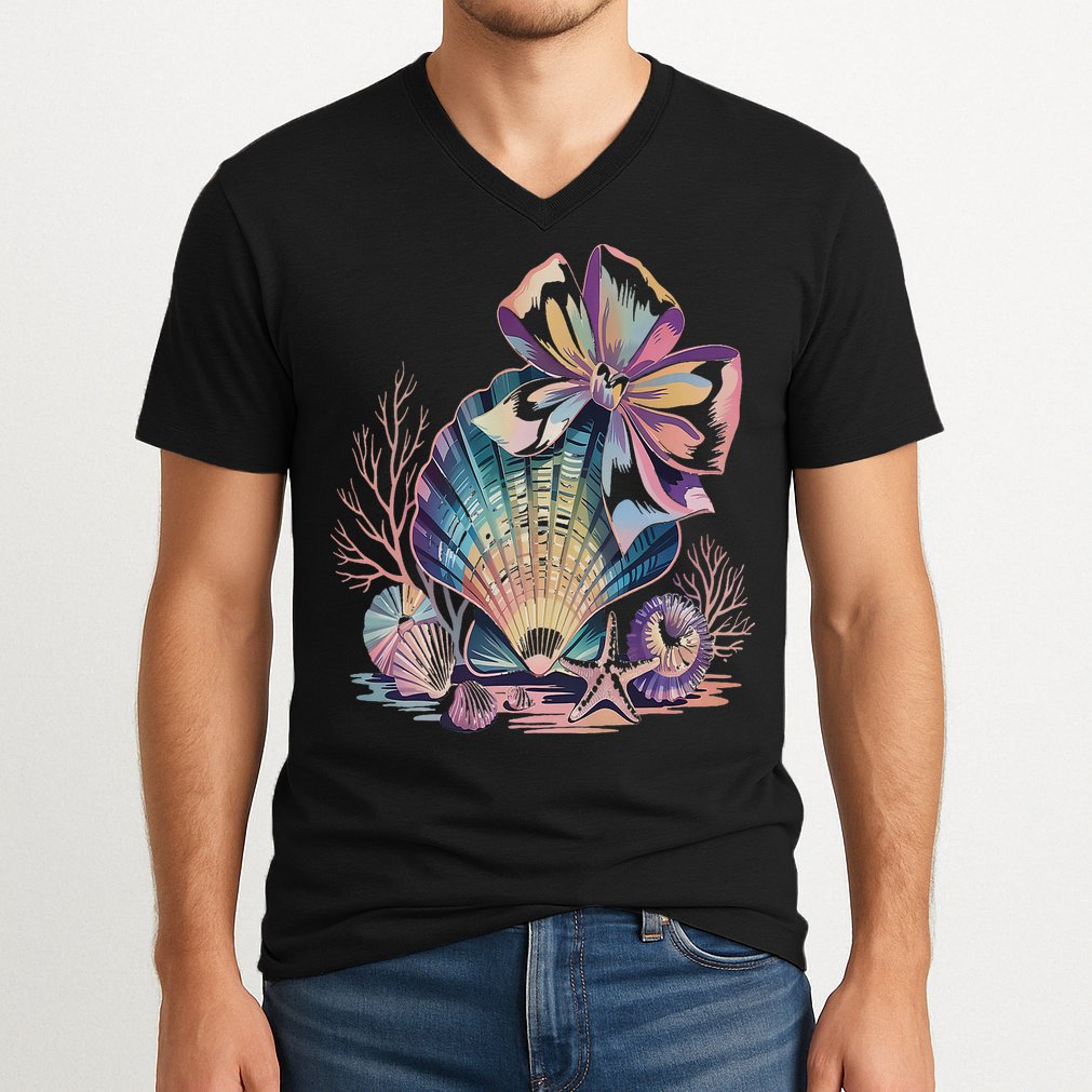 Coquette Bow Ocean Beach Coastal Summer Women V-Neck T-Shirt