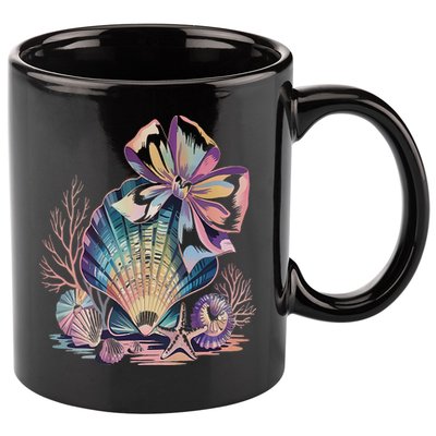 Coquette Bow Ocean Beach Coastal Summer Women 11oz C Handle Ceramic Mug