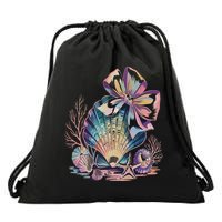 Coquette Bow Ocean Beach Coastal Summer Women Drawstring Bag