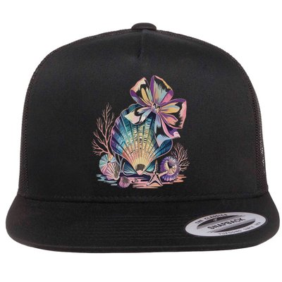 Coquette Bow Ocean Beach Coastal Summer Women Flat Bill Trucker Hat