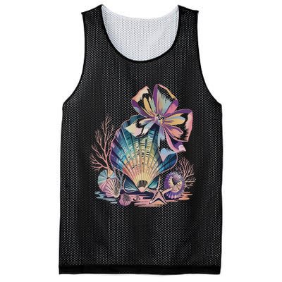 Coquette Bow Ocean Beach Coastal Summer Women Mesh Reversible Basketball Jersey Tank