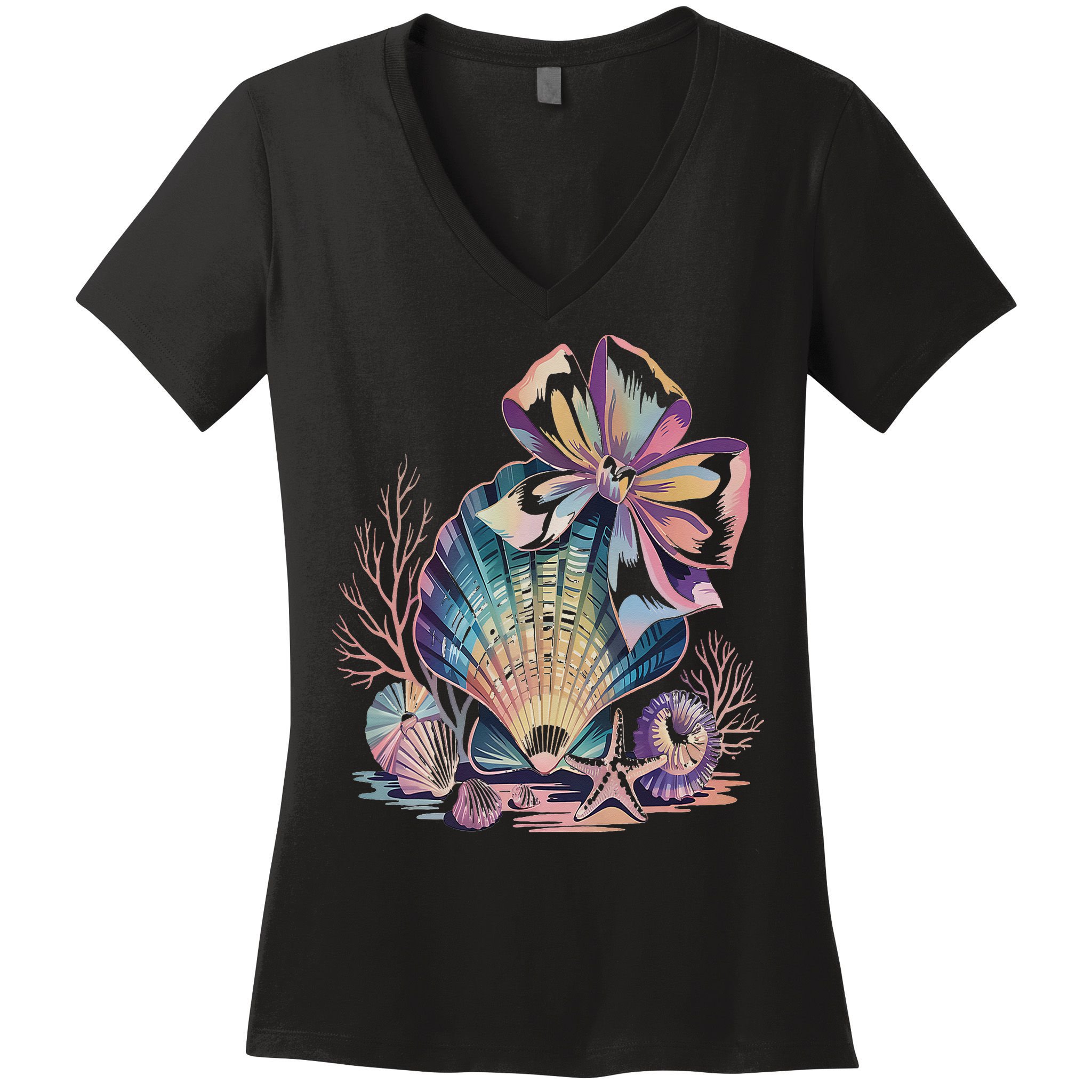 Coquette Bow Ocean Beach Coastal Summer Women Women's V-Neck T-Shirt