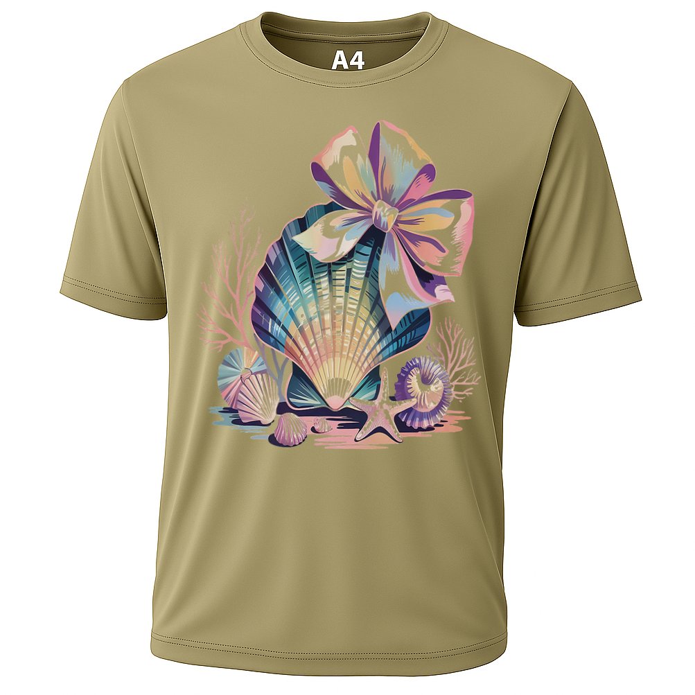 Coquette Bow Ocean Beach Coastal Summer Women Cooling Performance Crew T-Shirt