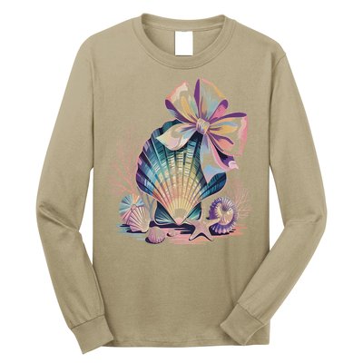 Coquette Bow Ocean Beach Coastal Summer Women Long Sleeve Shirt