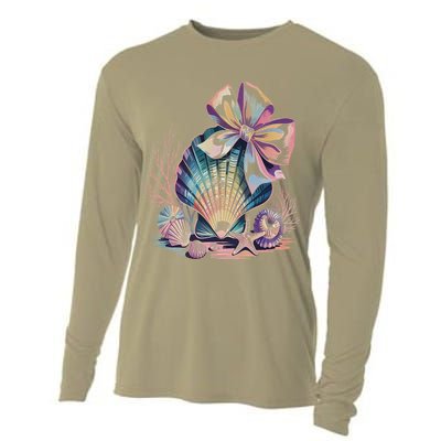 Coquette Bow Ocean Beach Coastal Summer Women Cooling Performance Long Sleeve Crew