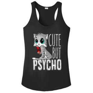 Cute But Psycho Kitty Cat Wife Mom Gift Horror Halloween Ladies PosiCharge Competitor Racerback Tank