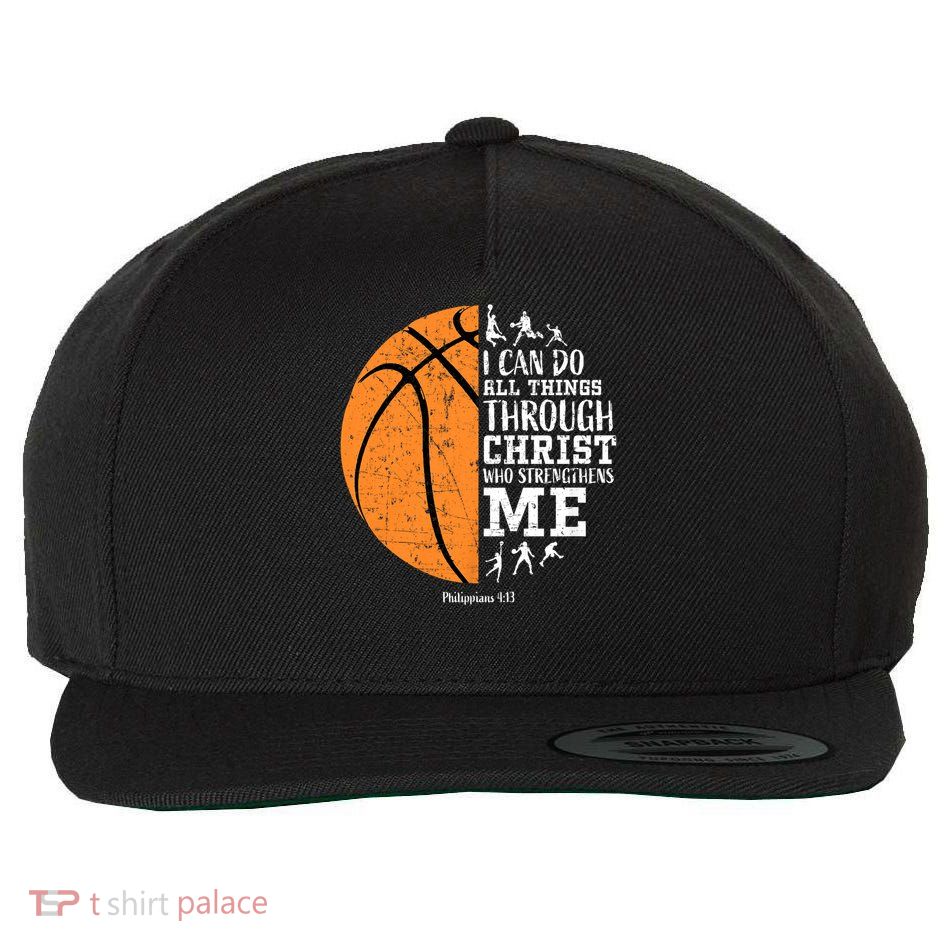 Christian Basketball Philippians 4:13 Jesus Religious Faith Wool Snapback Cap