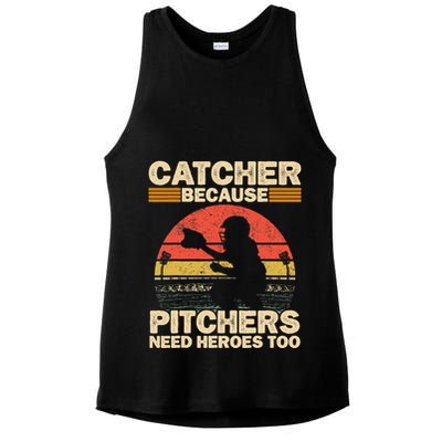 Catcher Because Pitchers Need Heroes Too Baseball Ladies PosiCharge Tri-Blend Wicking Tank