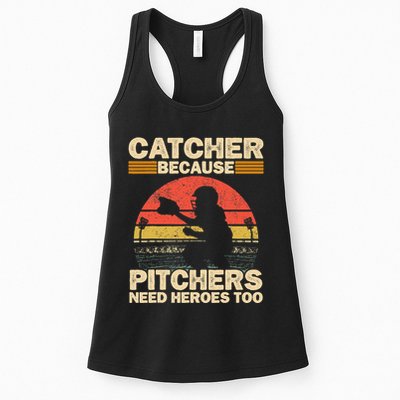 Catcher Because Pitchers Need Heroes Too Baseball Womens Tank Top