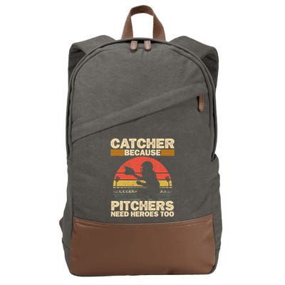 Catcher Because Pitchers Need Heroes Too Baseball Cotton Canvas Backpack