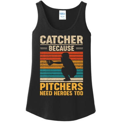 Catcher Because Pitchers Need Heroes Too Baseball Ladies Essential Tank