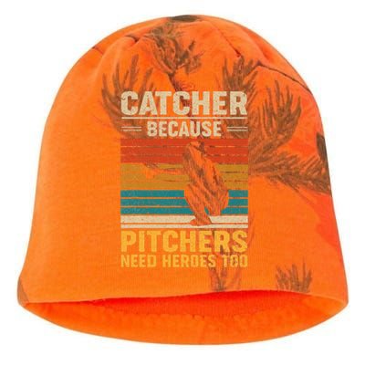 Catcher Because Pitchers Need Heroes Too Baseball Kati - Camo Knit Beanie