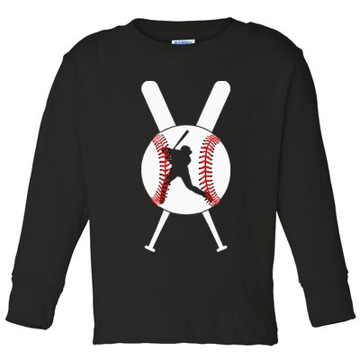 Cool Baseball Player Toddler Long Sleeve Shirt