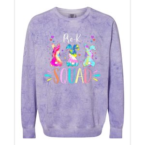 Cute Bunnies Pre-k Teacher Squad Easter Day Tie Dye Colorblast Crewneck Sweatshirt