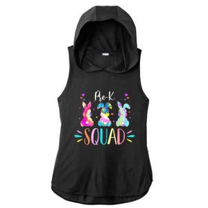 Cute Bunnies Pre-k Teacher Squad Easter Day Tie Dye Ladies PosiCharge Tri-Blend Wicking Draft Hoodie Tank