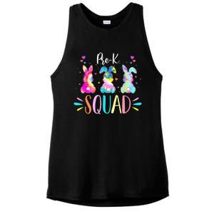 Cute Bunnies Pre-k Teacher Squad Easter Day Tie Dye Ladies PosiCharge Tri-Blend Wicking Tank