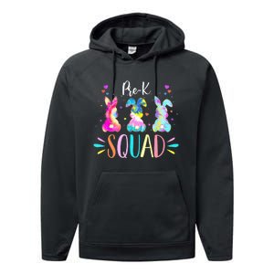 Cute Bunnies Pre-k Teacher Squad Easter Day Tie Dye Performance Fleece Hoodie